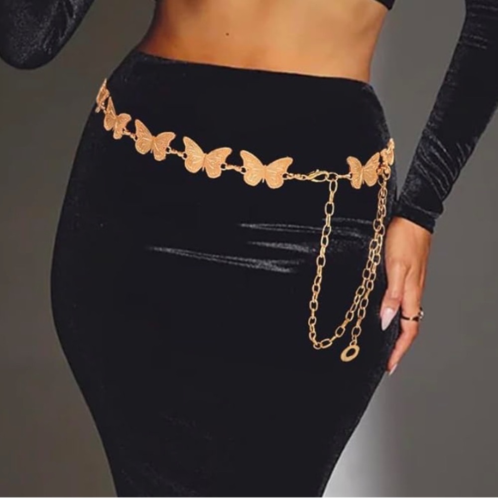 Y2K style butterfly chain belt size Small/ Medium fully adjustable sizing - Picture 3 of 4